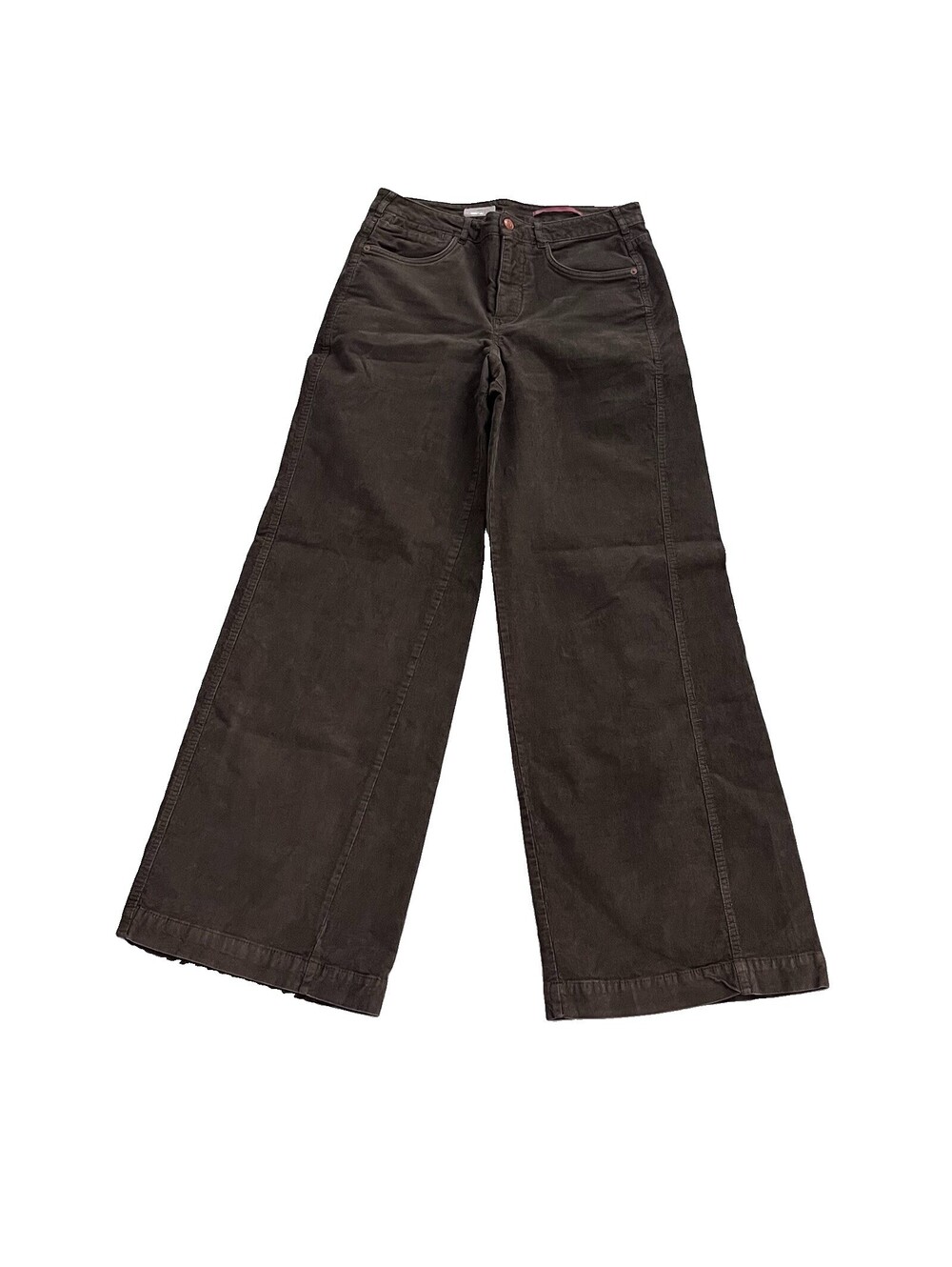 Pilcro Anthropologie Corduroy Wide Leg Pants 28 Chocolate Brown High Rise 70s - Picture 2 of 9